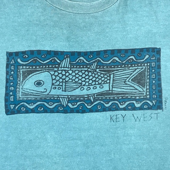 Anvil South Florida Key West Vintage Native American Indigenous Art Fish T-Shirt - Picture 4 of 10